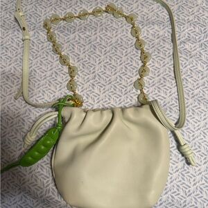 Elegant Cream Shoulder Bag with Beaded Strap